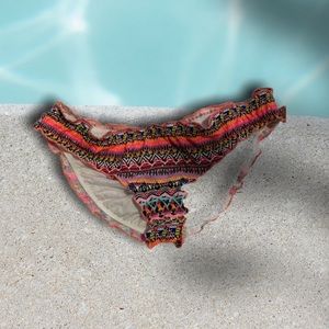 Victoria Secret Tangerine Multi Aztec Print Ruffle Cheeky Bikini Bottom …